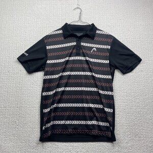 Head Golf Polo Shirt Men M Short Sleeve Black/Orange Striped Tennis Performance